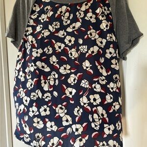 Ann Taylor Navy and Red Floral Top